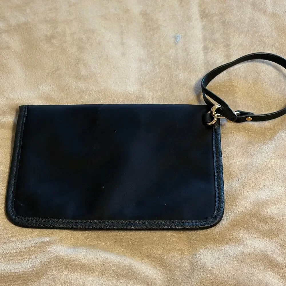 Michael Kors Wristlet Black Nylon Snap Envelope Pouch Purse Clutch